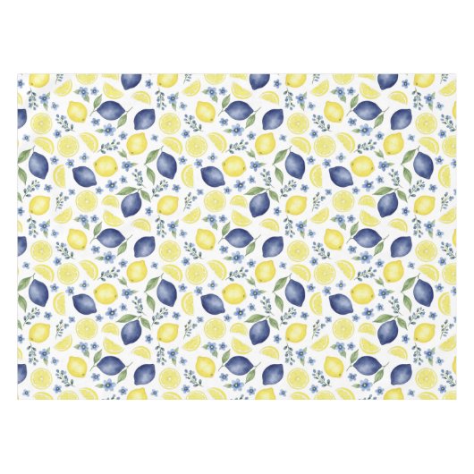 Blue French Country Lemon Pattern Tafelkleed (Voorkant (Horizontaal))
