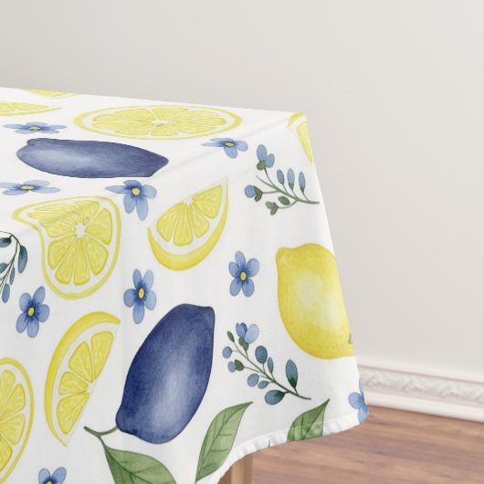 Blue French Country Lemon Pattern Tafelkleed (Voorbeeld)
