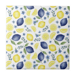 Blue French Country Lemon Pattern Tegeltje