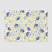 Blue French Country Lemon Pattern Tissuepapier (Voorkant)