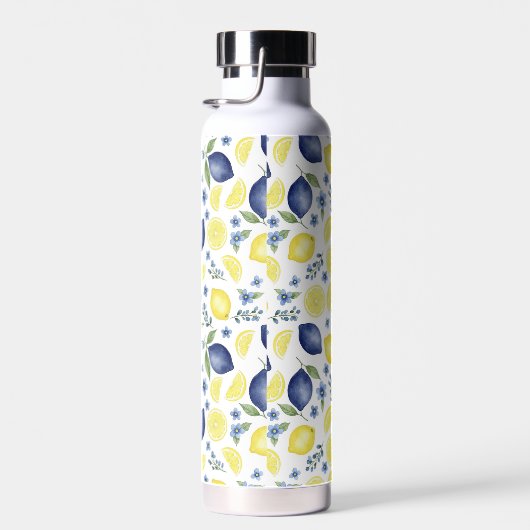 Blue French Country Lemon Pattern Waterfles (Rechts)