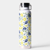 Blue French Country Lemon Pattern  Waterfles (Achterkant)