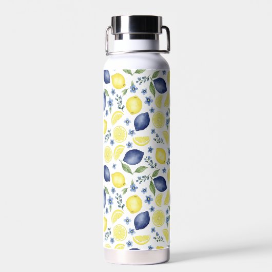 Blue French Country Lemon Pattern  Waterfles (Achterkant)