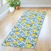 Blue French Country Tile Lemons Pattern Yogamat