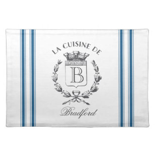 Blue  French Custom Family Crest Placemat