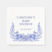 Blue French Floral Boy Baby Shower Servet (Voorkant)