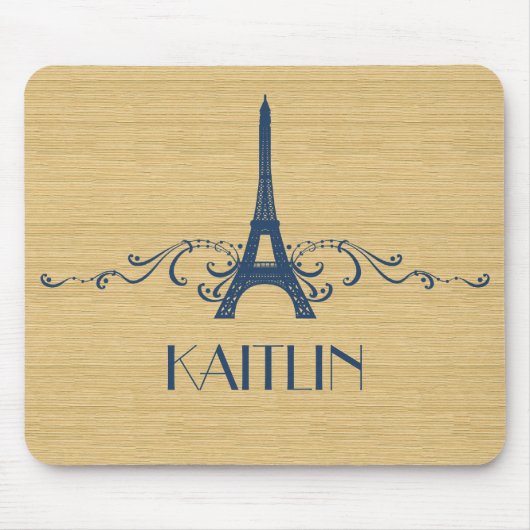 Blue French Flourish Mousepad Muismat (Voorkant)