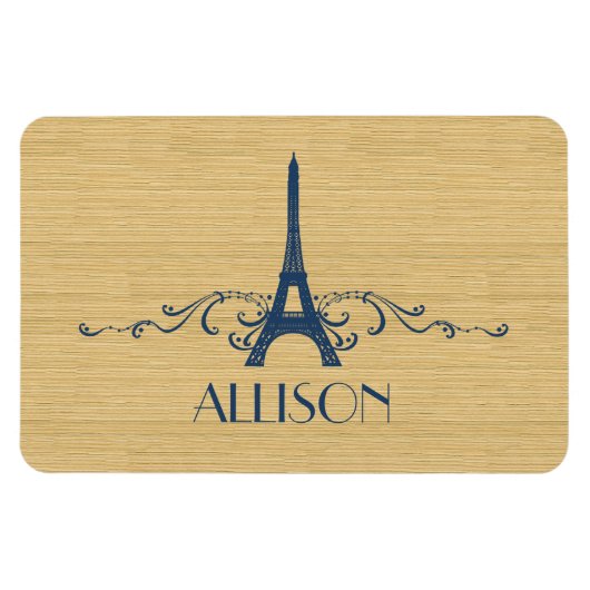 Blue French Flourish Premium Magnet Magneet (Horizontaal)