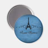 Blue French Flourish Sweet 16 Magnet (Voorkant / Achterkant)