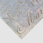 Blue  French Girl Bird City Names Paris Tissuepapier (Detail)