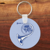 Blue French Horn Art Sleutelhanger (Voorkant)
