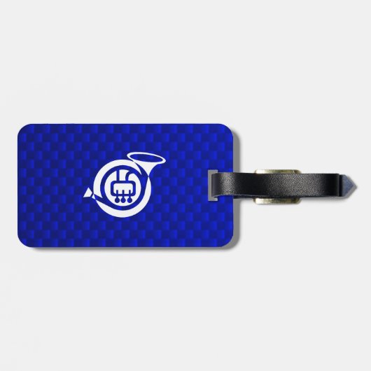 Blue French Horn Bagagelabel (Achterkant horizontaal)