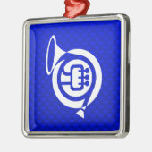 Blue French Horn Metalen Ornament (Links)