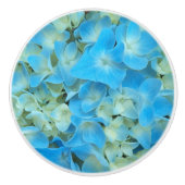 Blue French Hydrangea Floral Keramische Knop (Voorkant)