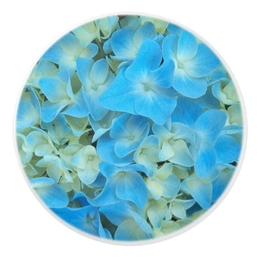 Blue French Hydrangea Floral Keramische Knop (Voorkant)
