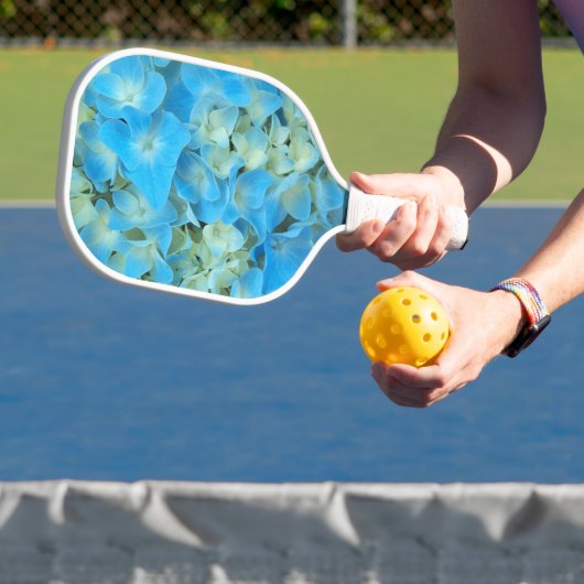 Blue French Hydrangea Floral Pickleball Paddle (Insitu)