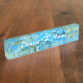 Blue French Hydrangea Personalized Floral Naambordje (Zijkant)