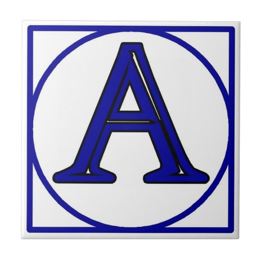 Blue French Letter House Number Tegels Tegeltje (Voorkant)