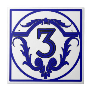 Blue French Letter House Number Tegels Tegeltje
