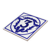 Blue French Letter House Number Tegels Tegeltje (Zijkant)