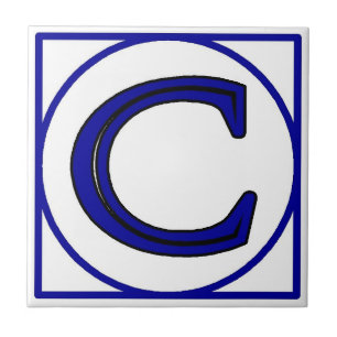 Blue French Letter House Number Tegels Tegeltje