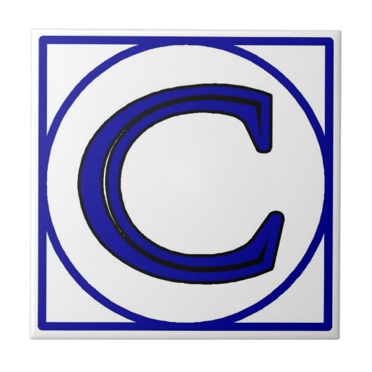 Blue French Letter House Number Tegels Tegeltje (Voorkant)