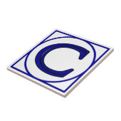 Blue French Letter House Number Tegels Tegeltje (Zijkant)