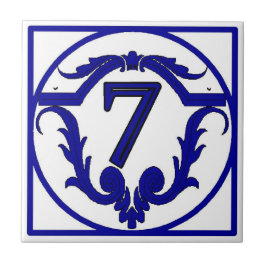 Blue French Letter House Number Tegels Tegeltje