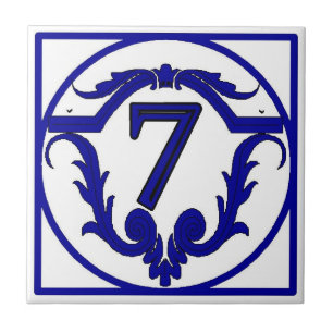 Blue French Letter House Number Tegels Tegeltje