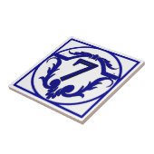 Blue French Letter House Number Tegels Tegeltje (Zijkant)