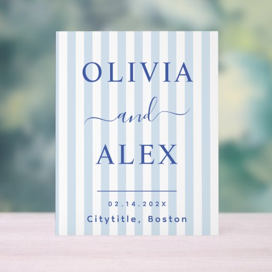 Blue French Personalized Wedding Acryl Bord (Neutraal)