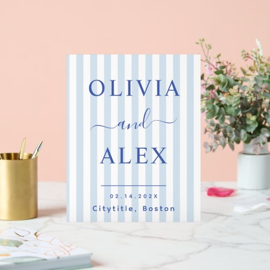 Blue French Personalized Wedding Acryl Bord (Huwelijk)