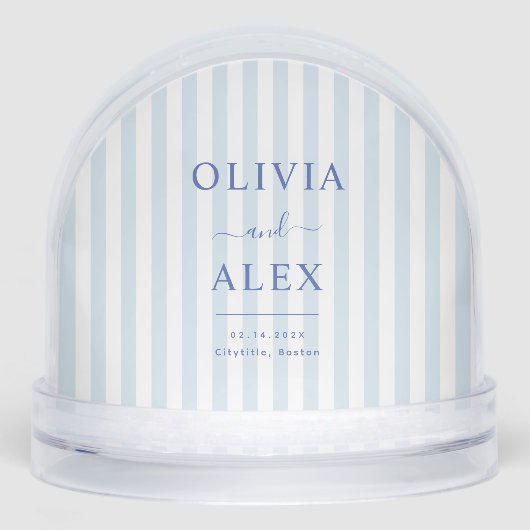 Blue French Personalized Wedding Sneeuwbol (Voorkant)