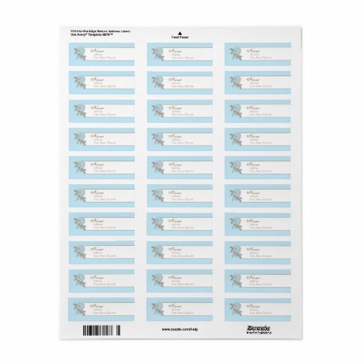 Blue  French Return Address Label (Full Sheet)