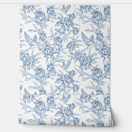 Blue French Toile Behang