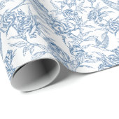 Blue French Toile Cadeaupapier (Rol Hoek)