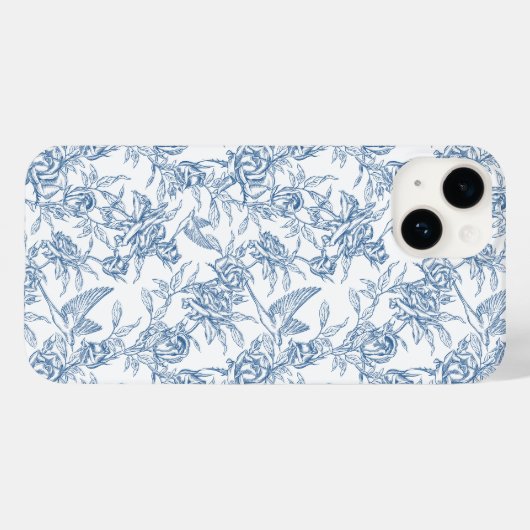 Blue French Toile Case-Mate iPhone Case (Achterkant (horizontaal))