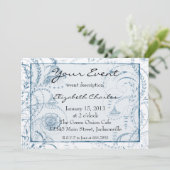 Blue French Toile Custom nodigt versie 2 uit Kaart (Staand voorkant)