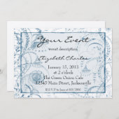 Blue French Toile Custom nodigt versie 2 uit Kaart (Voorkant / Achterkant)