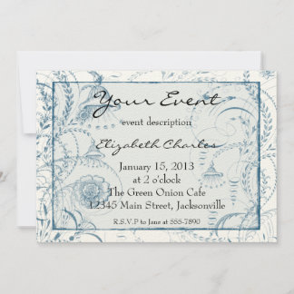 Blue French Toile Custom nodigt versie 2 uit Kaart