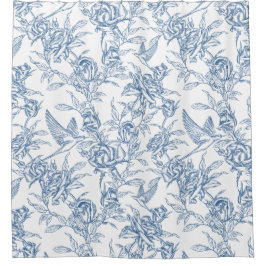 Blue French Toile Douchegordijn