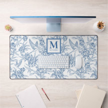 Blue French Toile Monogram Name