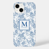 Blue French Toile Name Case-Mate iPhone Case (Achterkant)