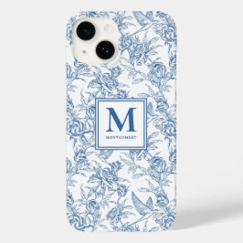 Blue French Toile Name Case-Mate iPhone 14 Hoesje