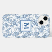 Blue French Toile Name Case-Mate iPhone Case (Achterkant (horizontaal))