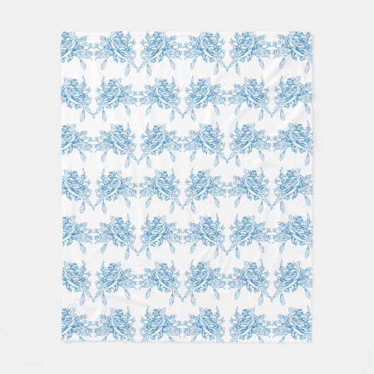 Blue French Toile Pattern Fleece Deken (Voorkant)