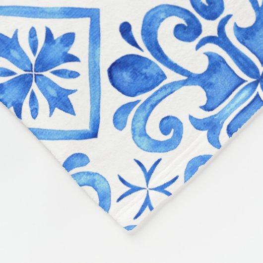 Blue French Toile Pattern Fleece Deken (Hoek)