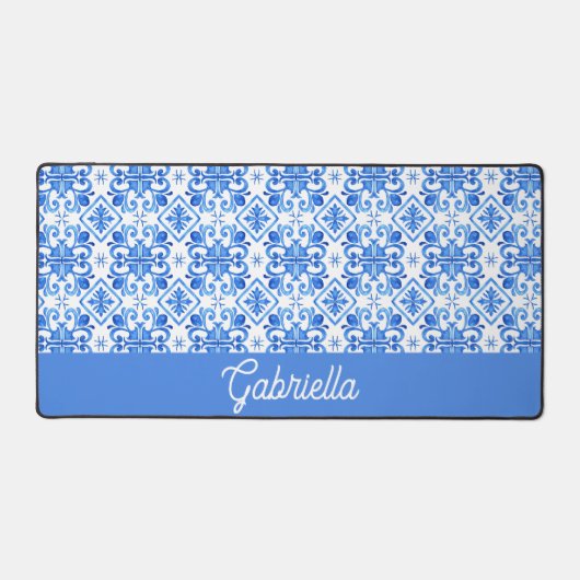 Blue French Toile Pattern Name Bureaumat (Voorkant)