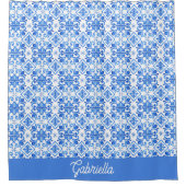 Blue French Toile Pattern Name Douchegordijn (Voorkant)