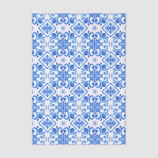 Blue French Toile Pattern Tissuepapier (Voorkant)